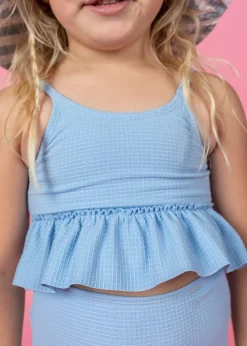Kortni Jeane Waffled Barely Blue | Mini Peplum Top WaffledBarelyBlue Discount
