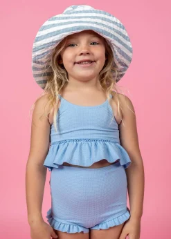 Kortni Jeane Waffled Barely Blue | Mini Peplum Top WaffledBarelyBlue Discount