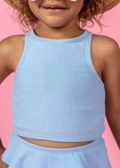 Kortni Jeane Waffled Barely Blue | Mini Racer Back Top WaffledBarelyBlue Outlet
