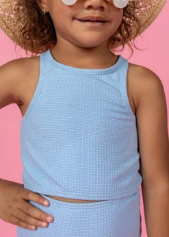 Kortni Jeane Waffled Barely Blue | Mini Racer Back Top WaffledBarelyBlue Outlet