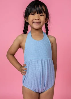 Kortni Jeane Waffled Barely Blue | Mini Romper One-Piece WaffledBarelyBlue Clearance
