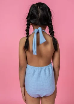 Kortni Jeane Waffled Barely Blue | Mini Romper One-Piece WaffledBarelyBlue Clearance