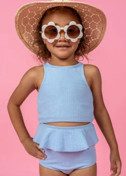 Kortni Jeane Waffled Barely Blue | Mini Peplum Bottoms WaffledBarelyBlue Outlet
