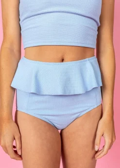 Kortni Jeane Waffled Barely Blue | Peplum Bottoms WaffledBarelyBlue Discount
