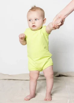 Kortni Jeane Waffled Glow Green | Baby Shorties Rashguard (Unisex) WaffledGlowGreen Hot