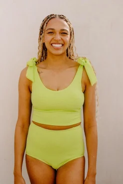 Kortni Jeane Waffled Glow Green | High-Waisted Bottoms WaffledGlowGreen Outlet