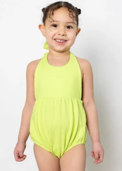 Kortni Jeane Waffled Glow Green | Mini Romper One-Piece WaffledGlowGreen Clearance