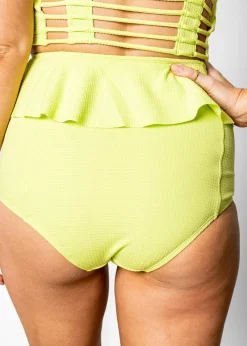 Kortni Jeane Waffled Glow Green | Peplum Bottoms WaffledGlowGreen Outlet