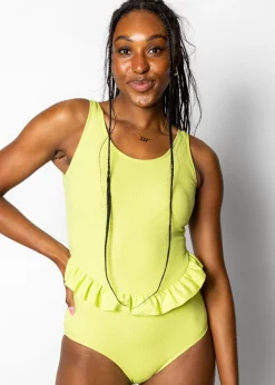 Kortni Jeane Waffled Glow Green | Skirted One-Piece WaffledGlowGreen Best