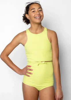 Kortni Jeane Waffled Glow Green | Youth Racer Back Top WaffledGlowGreen Best