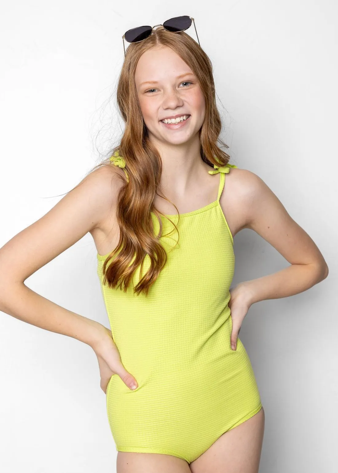Kortni Jeane Waffled Glow Green | Youth Simply One-Piece WaffledGlowGreen New